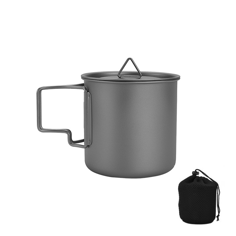 Camping Cooking Organizer - แก้วไทเทเนียมสำหรับตั้งแคมป์พร้อมด้ามจับพับได้ น้ำหนักเบา พกพาสะดวก ชุดอุปกรณ์ทำอาหารสำหรับกิจกรรมกลางแจ้ง เหมาะสำหรับการเดินป่าและการเดินทาง