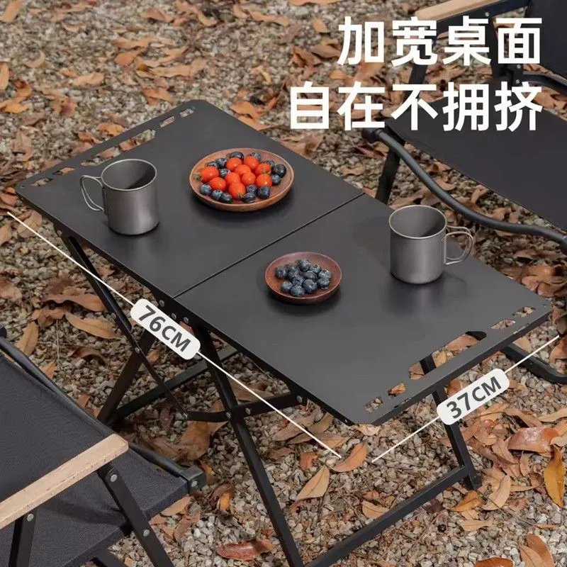 Camping Cooking Table - โต๊ะพับได้แบบพกพา โต๊ะแคมป์ปิ้งสแตนเลส โต๊ะรับประทานอาหารกลางแจ้ง ดีไซน์กะทัดรัด สำหรับแคมป์ปิ้ง เดินป่า