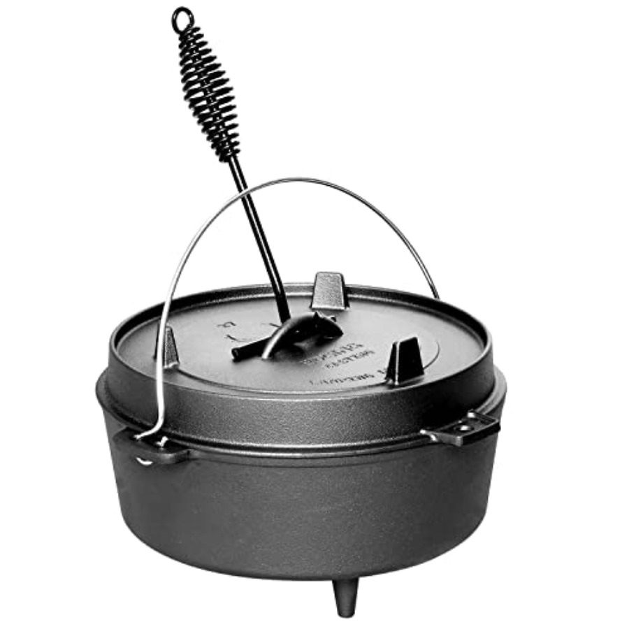 หม้อเหล็กหล่อเคลือบพร้อมฝาปิดแ - Camp Dutch Oven Cast บทวิจารณ์และราคา