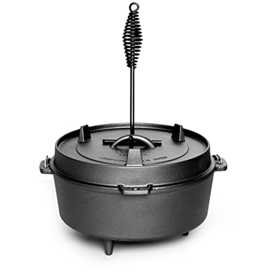 หม้อเหล็กหล่อเคลือบพร้อมฝาปิดแ - Camp Dutch Oven Cast บทวิจารณ์และราคา