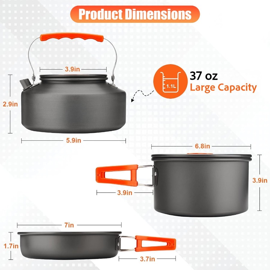 ชุดเครื่องครัวสำหรับแคมป์ปิ้ง: - Camping Hiking Cooking บทวิจารณ์และราคา